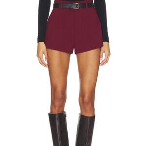 REVOLVE High-Rise Wine Red Tailored Shorts